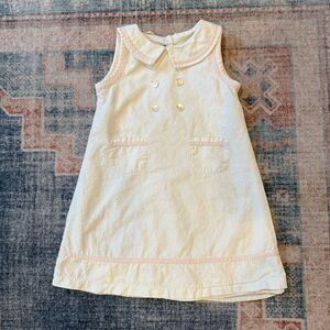 Vintage Lined Linen Cotton Girls Dress by Sweet Potatoes Sleeveless Size 6